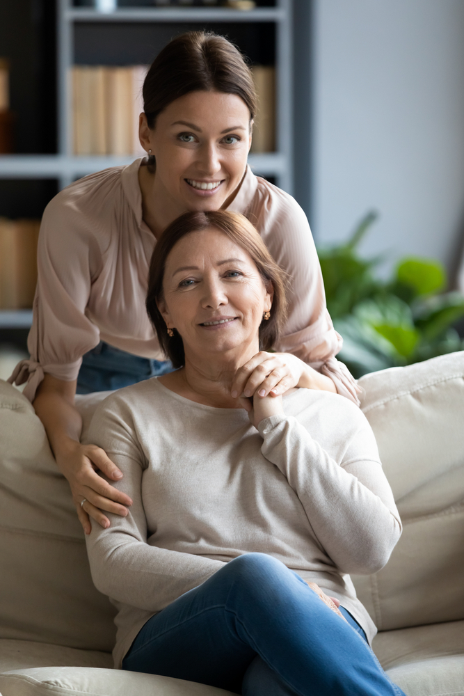 two women smiling