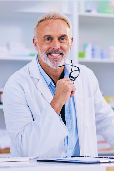 male pharmacist smiling